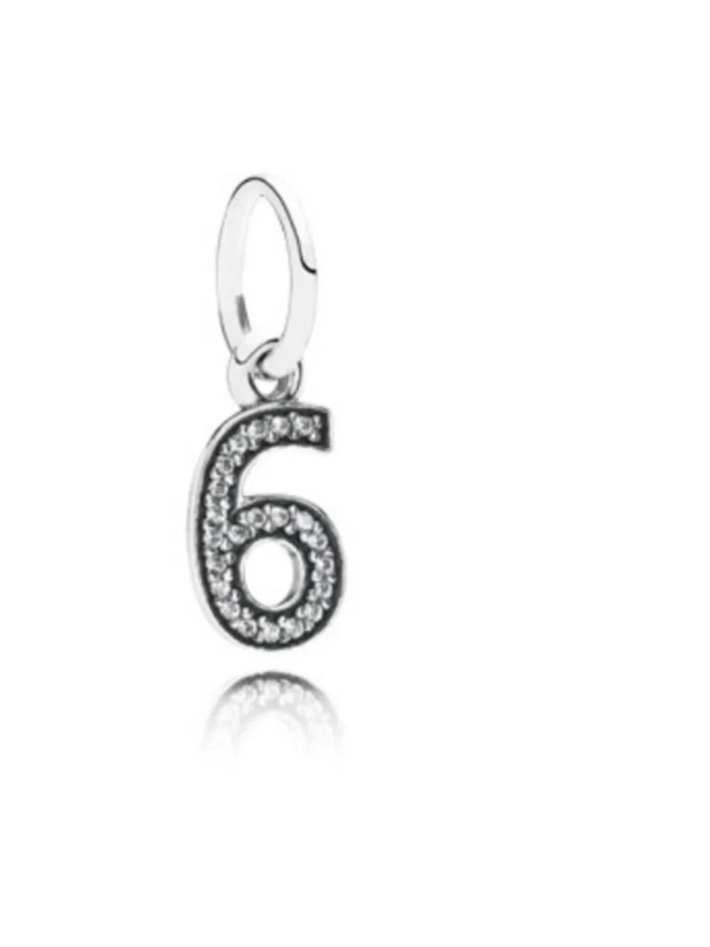 Pandora Retired Sterling Silver Number Six Dangle with Clear Zirconia - 791344CZ